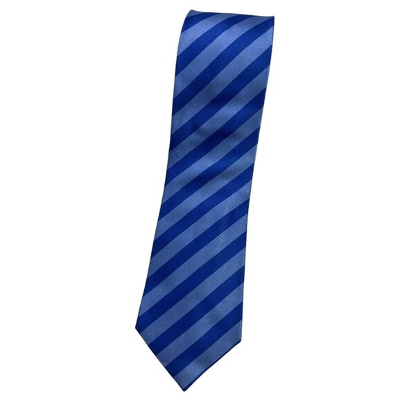 PAUL SMITH Men's 100% Silk Necktie LUXURY Tie Blue Striped W:3.7